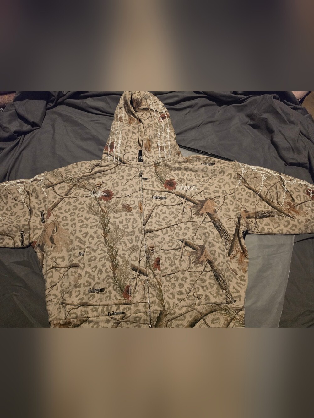 Civil Regime Beige Camo Zip Hoodie NWT
